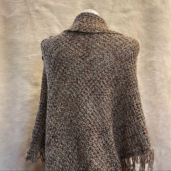 Cowl Neck Fringed Poncho - Picture 9 of 16